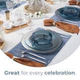 Exquisite 40 Piece Plastic Disposable Plates Set For 20 Guests I 20 X 9 Inch & 20 X 11 Inch Disposable Plastic Plates | Color: Blue | Great