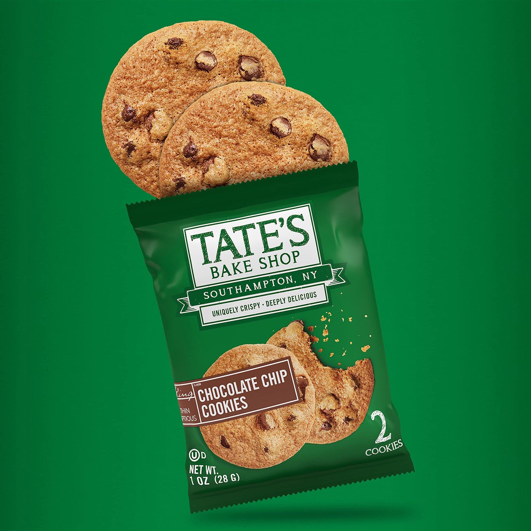 Tate’s Bake Shop Chocolate Chip Cookies, 16 - 2 Cookie Snack Packs (2 Boxes)