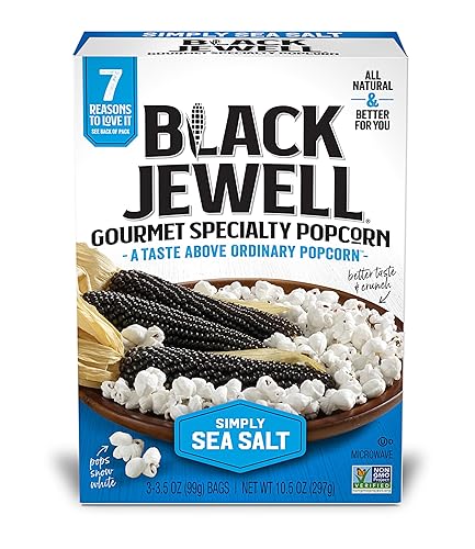 Black Jewell Gourmet White Microwave Popcorn, Simply Sea Salt, 10.5 Ounces (Pack of 3)