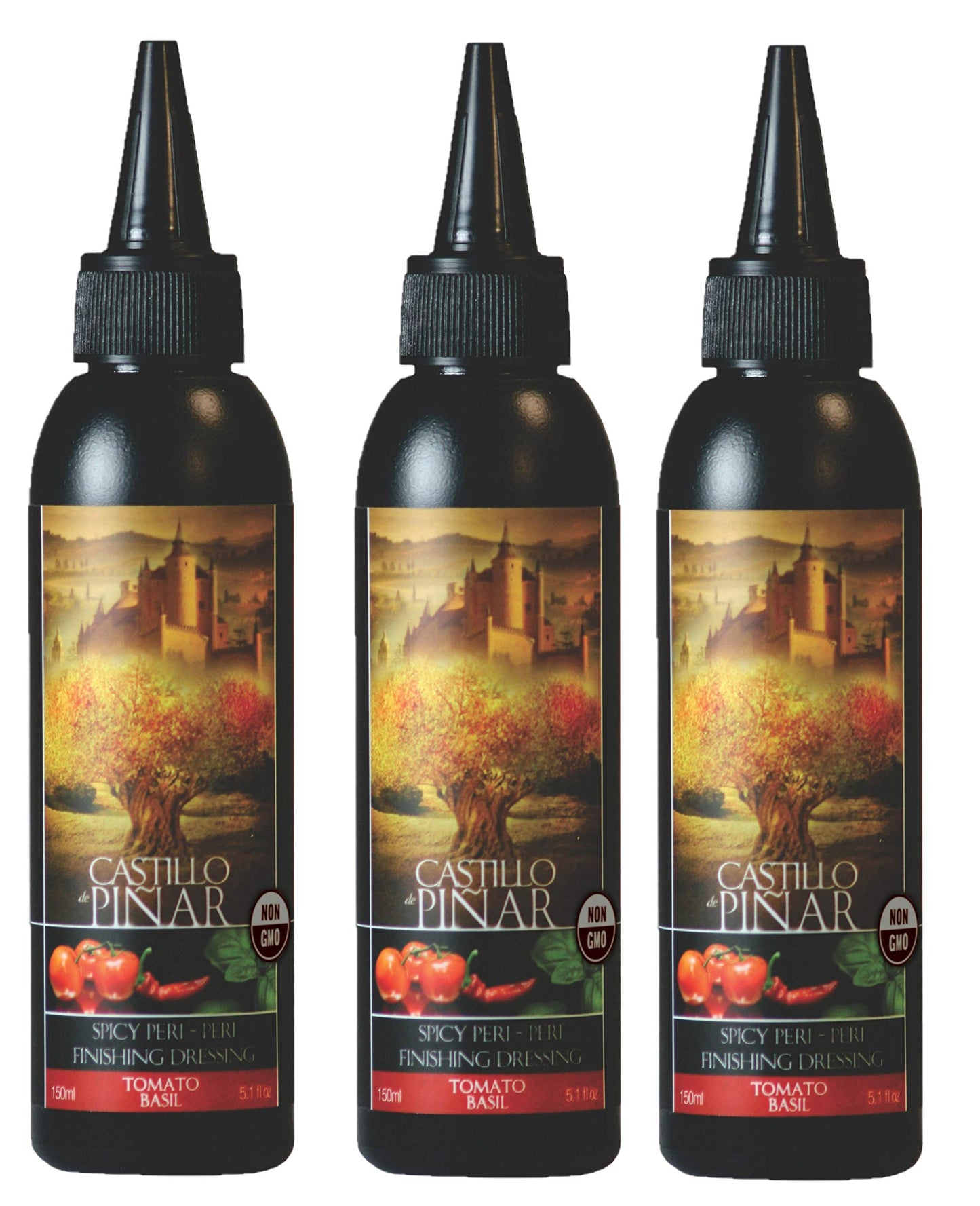 Castillo de Pinar 3-Pack Tomato & Basil Spicy Peri-Peri, 150ml Pound Non GMO