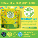 Wow and Flutter Low-Acid Medium Roast Whole Bean Coffee | Smooth, Caramelly & Nutty Flavor, Never Bitter | Clean Coffee Lab-Tested for Mold & Yeast |