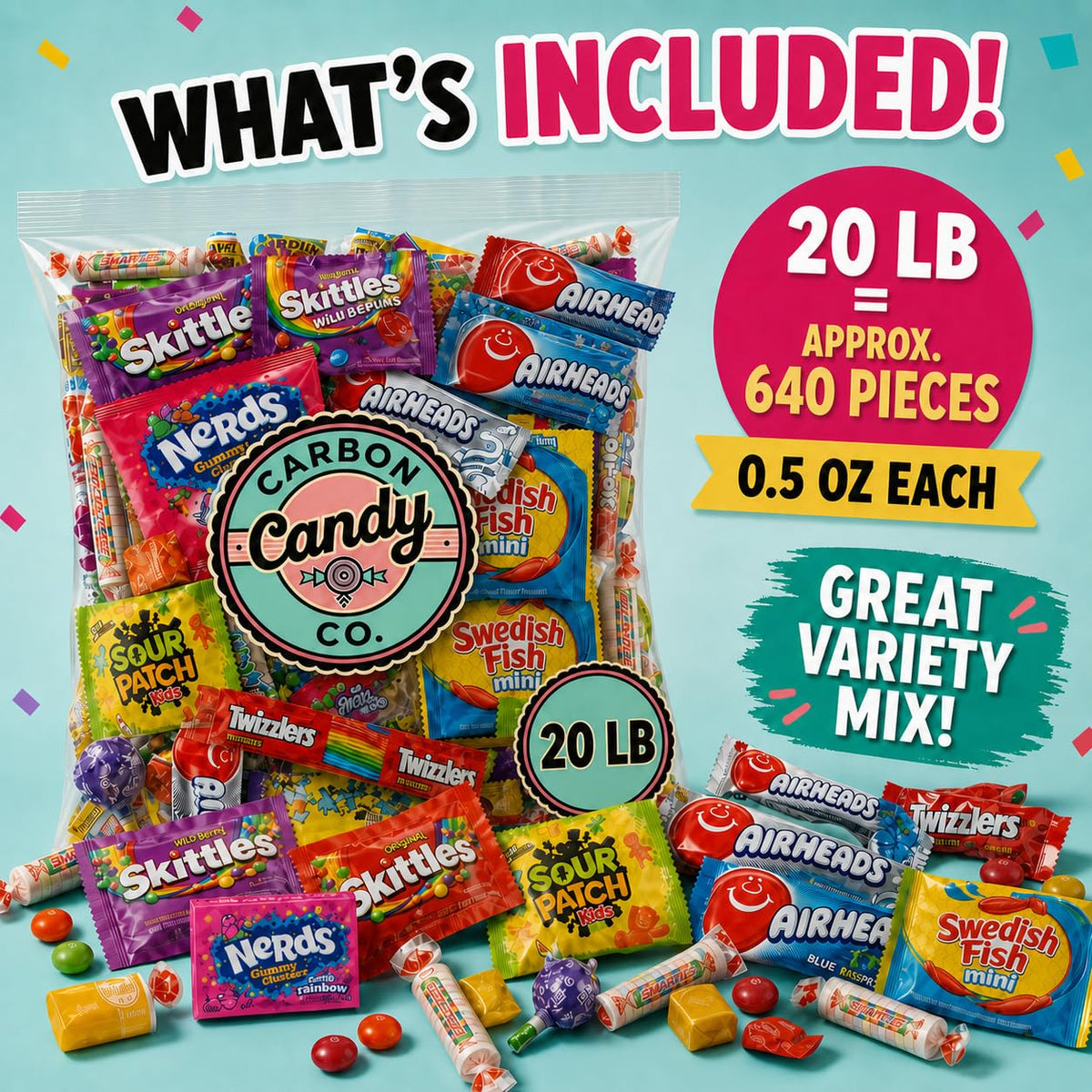 Pinata Candy Variety Pack - 20 Lb Assorted Mix, Pinata Stuffers for Kids