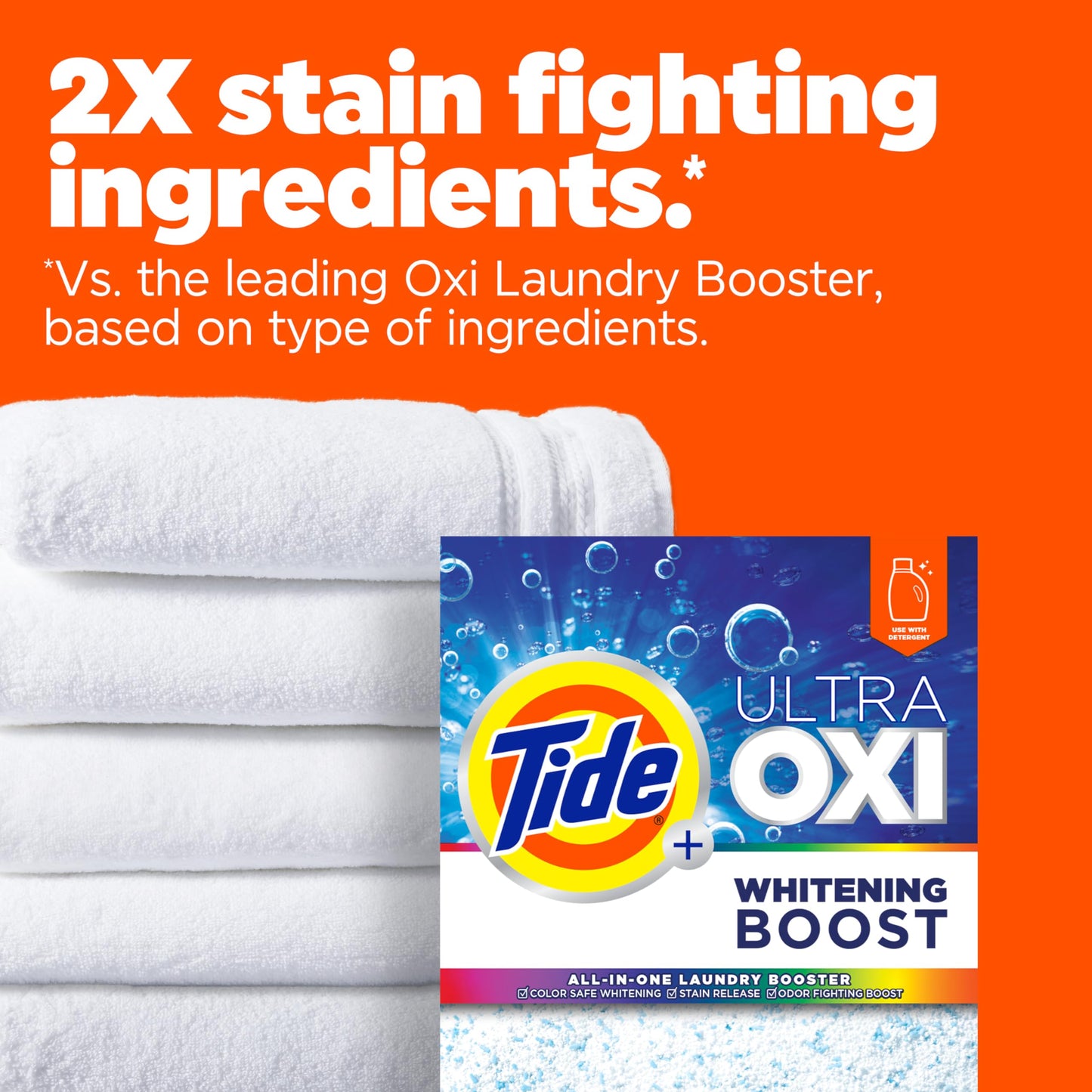 Tide Ultra Oxi Whitening Boost, 57 oz, All in One Laundry Booster, Color Safe Whitening, Stain and Odor Fighter