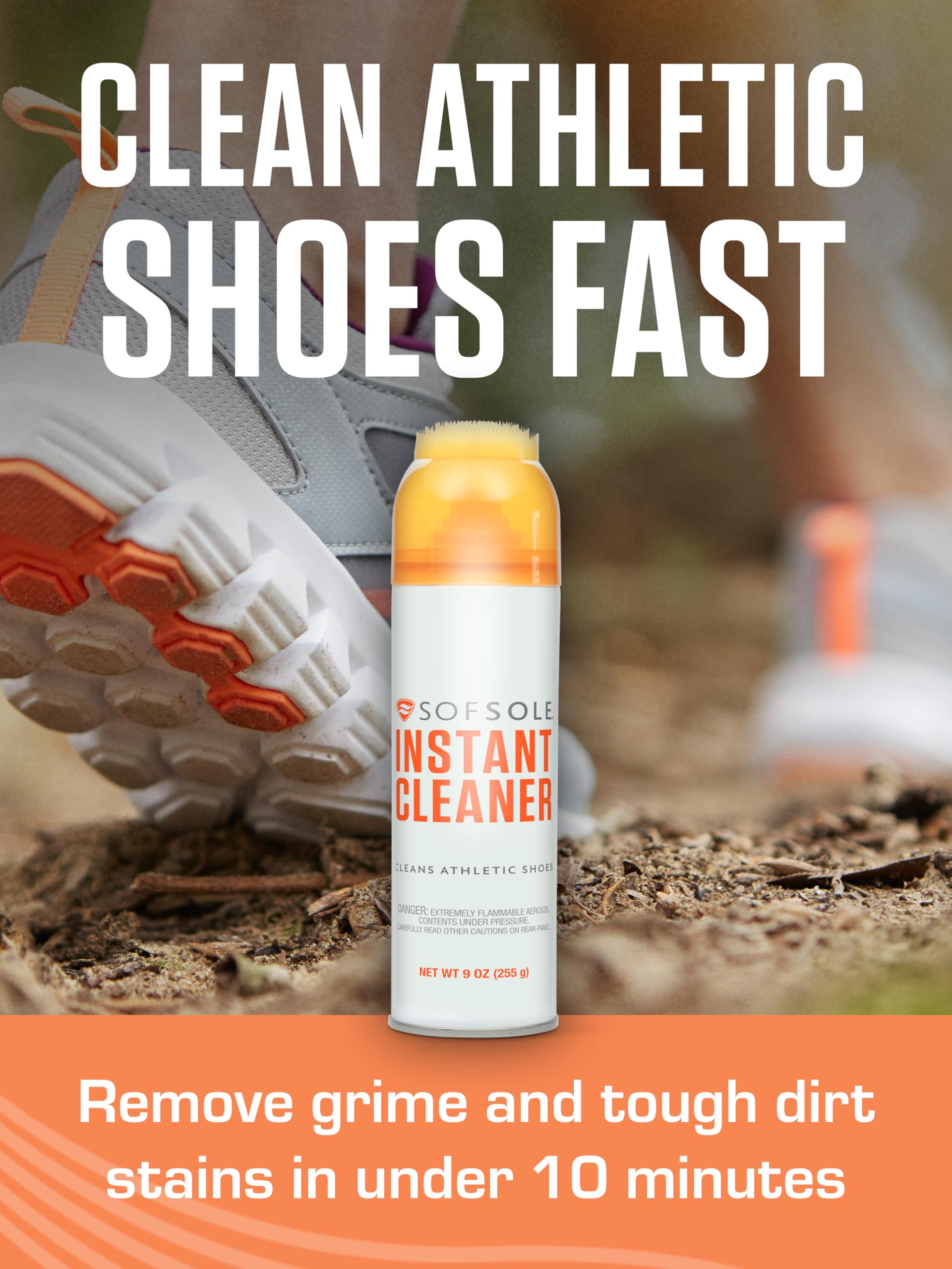 SOFSOLE Instant Cleaner 5 oz or 9 oz - Deep Cleaning Foaming Action Lifts Dirt & Debris from Toughest Fabrics & Materials - Scrub Top Applicator