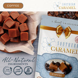 Southern Caramel Coffee Caramels, Soft Buttery Gourmet Caramel Candy Infused with Rich Coffee Flavor, Handcrafted, Small Batch, Gluten Free, No Corn