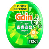 Gain Flings Liquid Washing Detergent Pods, Now with Odor Defense + Color Guard, Original Scent, 4-In-1 Liquid Laundry Detergent Pacs, Clean & Fresh