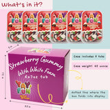 Halal Strawberry Gummy with White Foam | 6 Pack Bundle (6x7 oz Tubs) | Soft & Chewy Strawberry Gummies | Resealable Tubs in Bulk with Display Box |