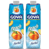 Goya Peach Nectar Juice, Pack of 2 (33.8 oz Bottles) Sweet and Juicy Tropical Drink, Perfect for Smoothies, Cocktails, Mocktails and Everyday