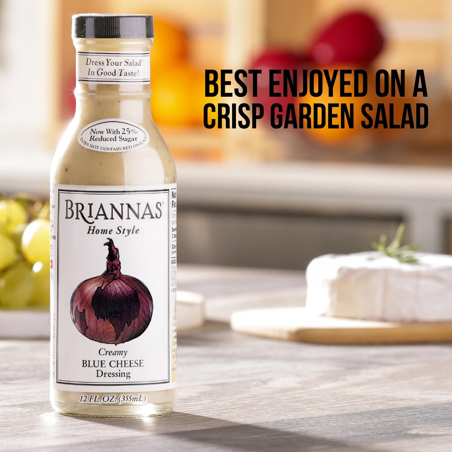 BRIANNAS - Home Style Creamy Blue Cheese Dressing - Fine Salad Dressing made with Premium Ingredients - Gluten Free & Low Sugar Dressing - 12 oz