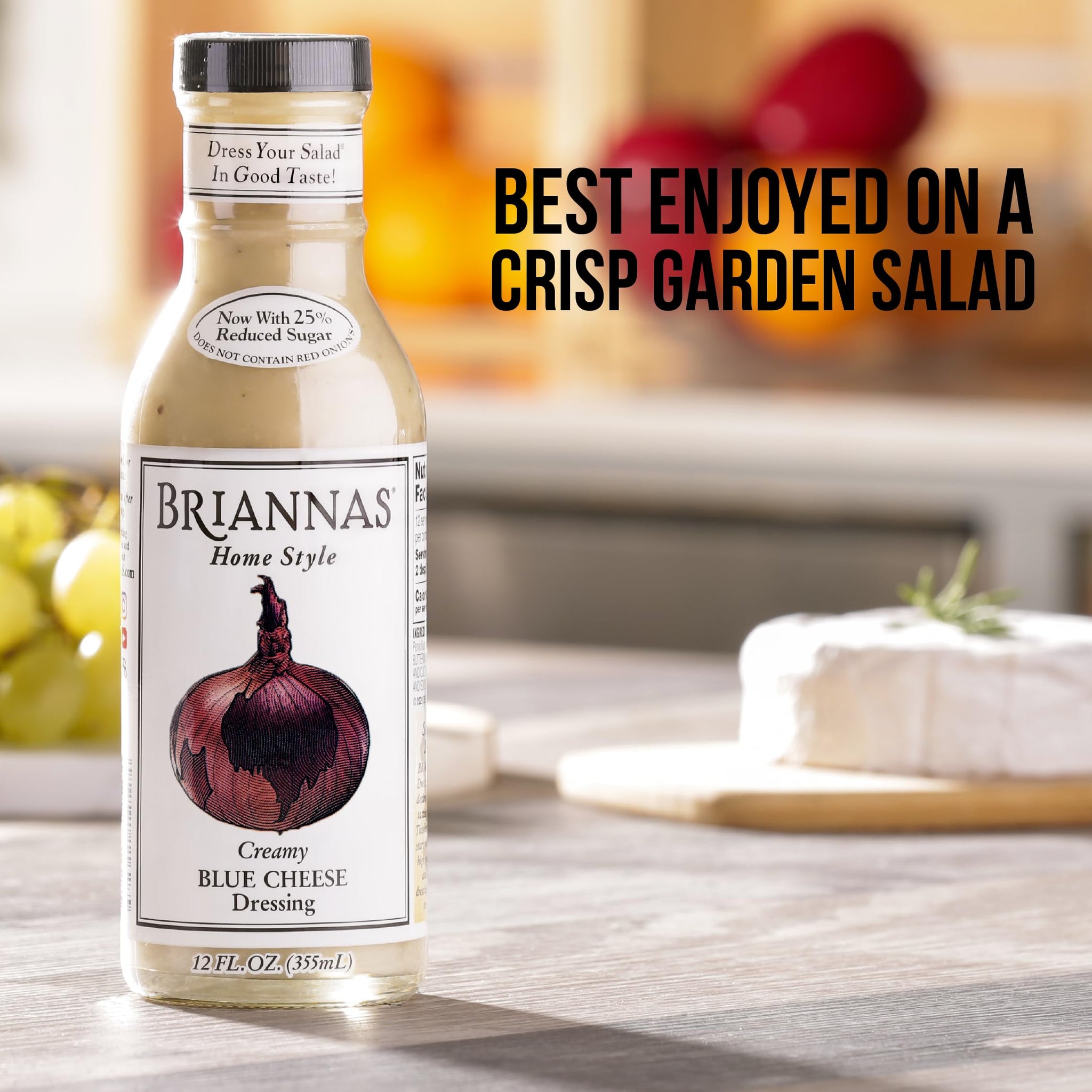 BRIANNAS - Home Style Creamy Blue Cheese Dressing - Fine Salad Dressing made with Premium Ingredients - Gluten Free & Low Sugar Dressing - 12 oz