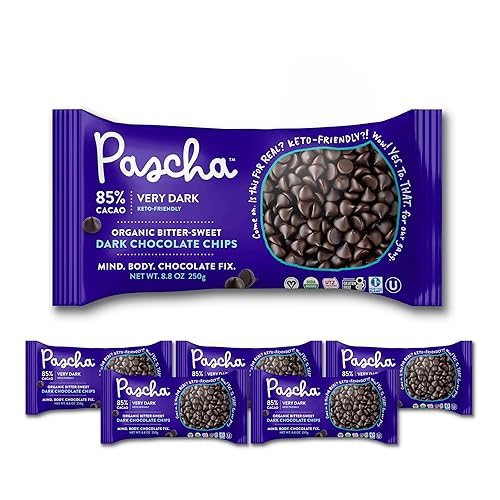 Pascha Organic Allergen-Free Bittersweet Dark Chocolate Chips 85 Percent Cacao 8.8 Ounce Pack of 6 Bags (Total 52.8 Ounce)