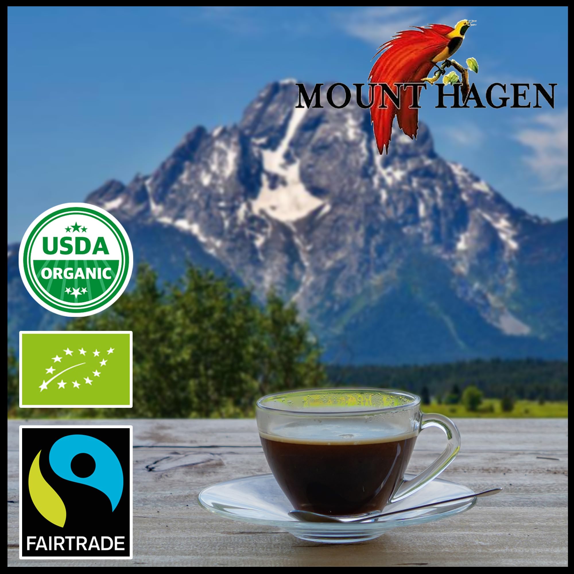 Mount Hagen Instant Espresso Coffee, Eco-friendly Organic Espresso Coffee Made From Medium Roast Arabica Beans, Freeze Dried Instant Coffee