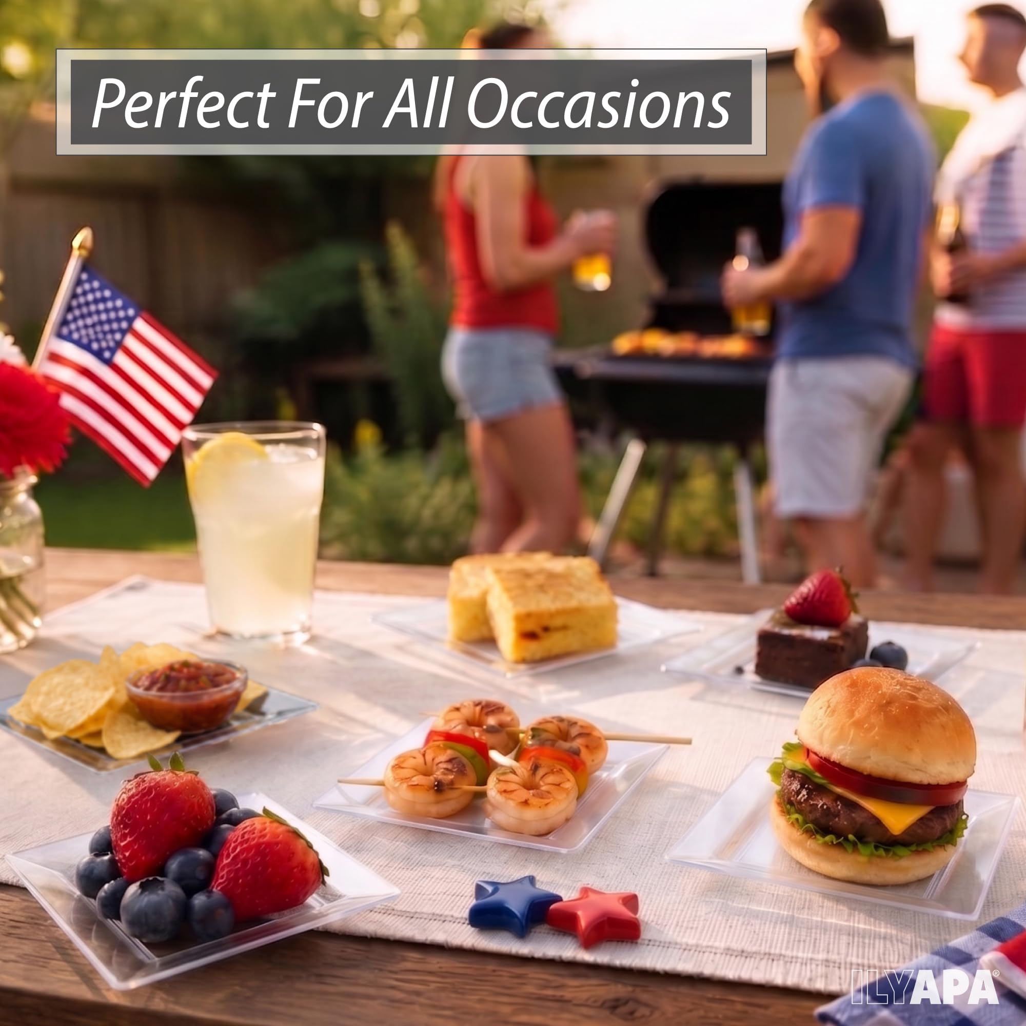 Ilyapa 50 Pack 4.5 Inch Disposable Dessert Plates, Plastic Clear Party Sets for 50 Guests, Clear Appetizer, Cake Plates 4.5", Party & Dinner