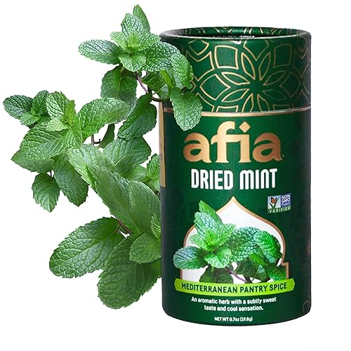 Afia - Dried Mint Seasoning | Dried Mint for Cooking, Mediterranean Pantry Spice for Middle Eastern Dishes, Meals and Cuisine | Premium Middle Eastern