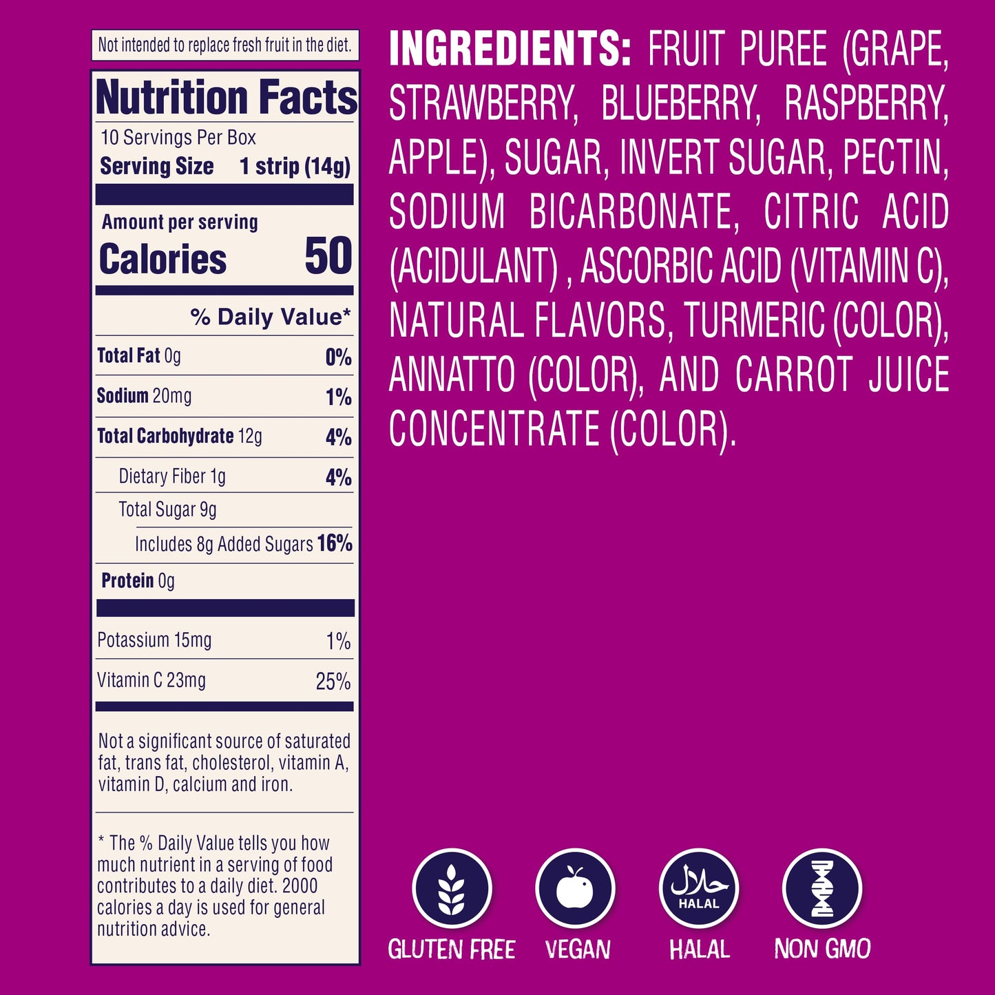 Welch's Absolute Fruitfuls Fruit Strips, Tasty Dried Fruit Snacks for School Lunches, Berry Medley, 0.5oz (Pack of 10)