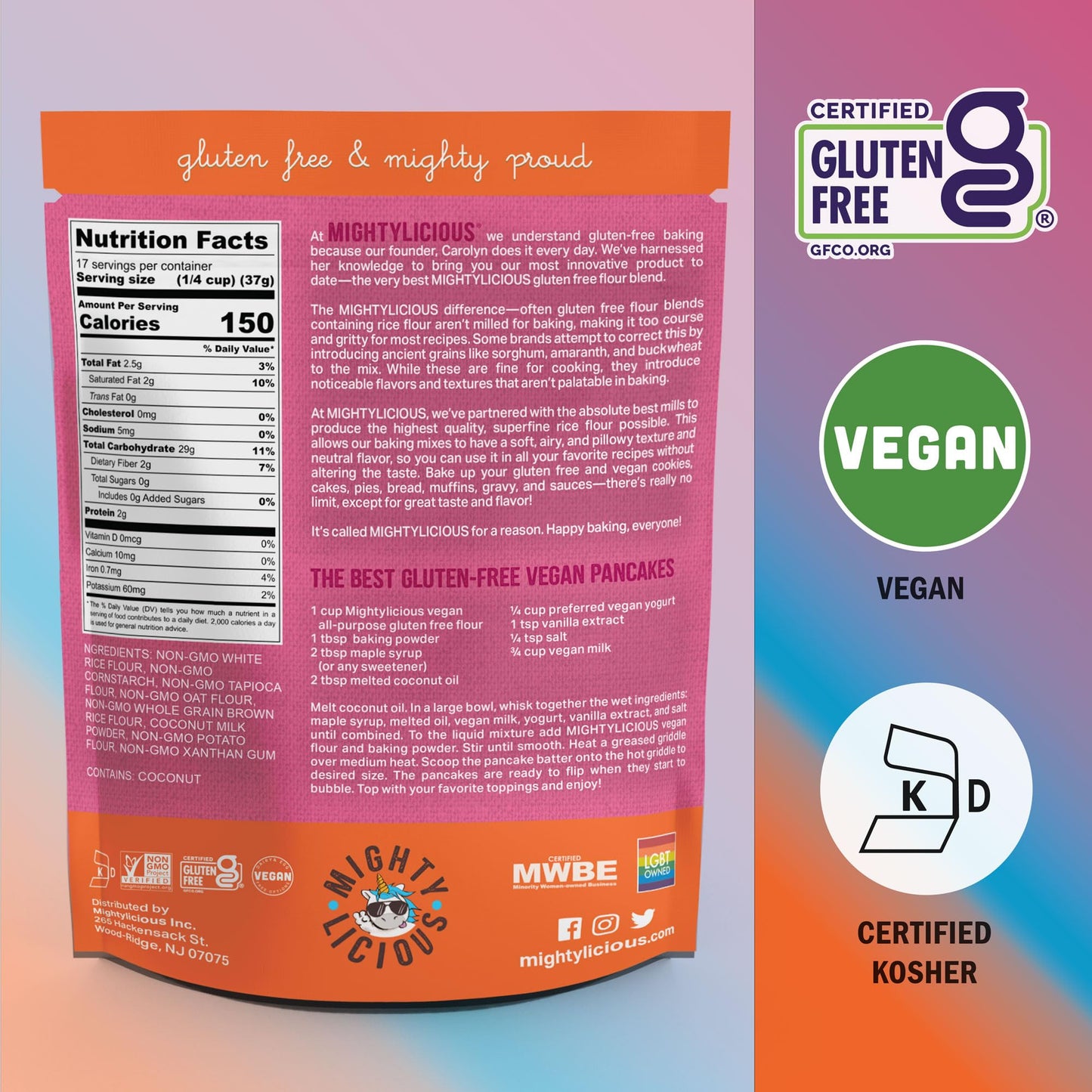 MIGHTYLICIOUS Gluten-Free, Plant-Based All-Purpose Flour, Superfine Rice Flour, Plant-Based, Non-GMO, Allergen-Friendly Baking Flour, Ideal for Cakes