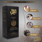 Rich Gano Reishi Mushroom Coffee - (12 Boxes of 30 Sachets) Black Coffee with Ganoderma Extract - All Natural Vegan Friendly Instant Coffee Packets