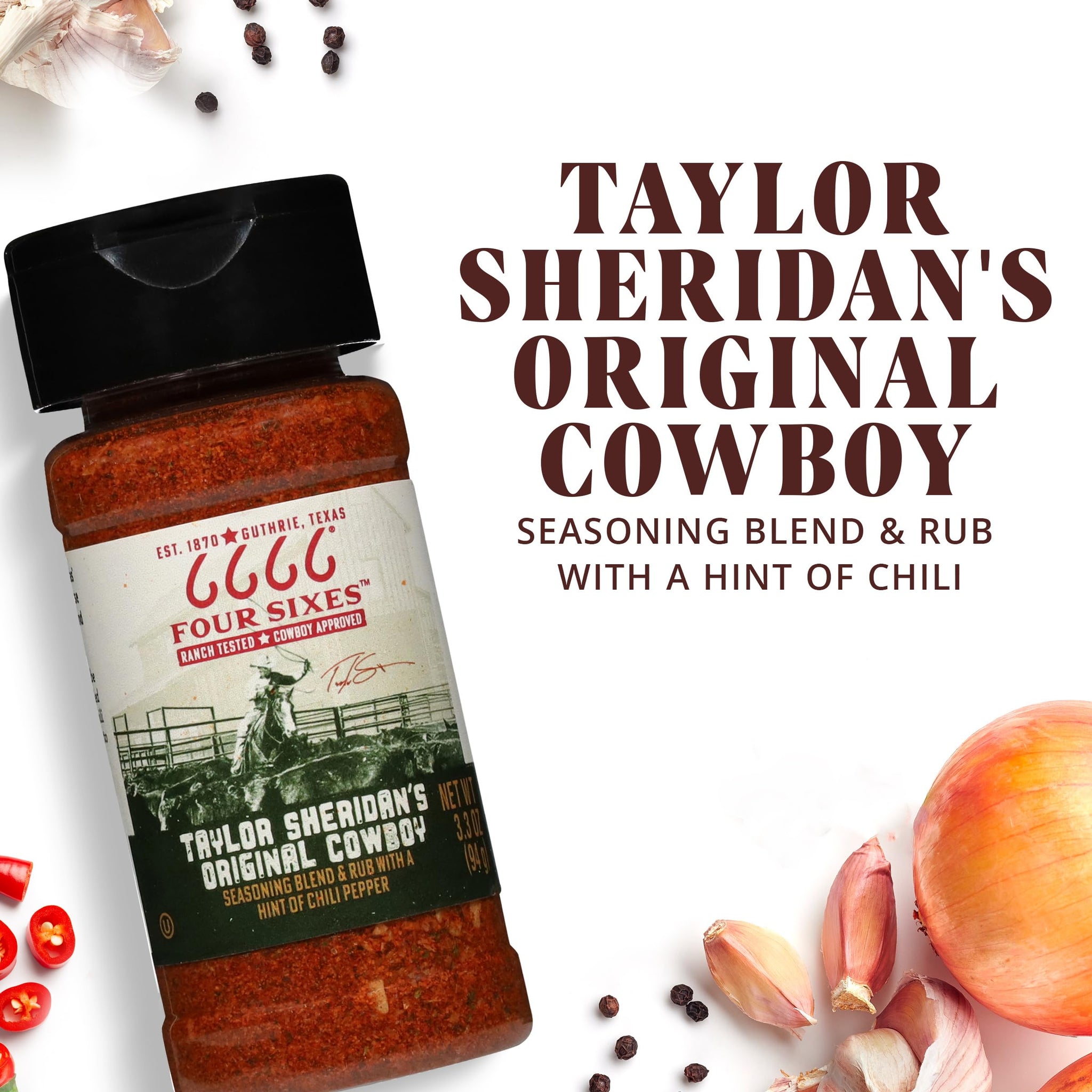 6666 Four Sixes Taylor Sheridan's Original Cowboy Seasoning Blend and Rub, 3.3 Ounce