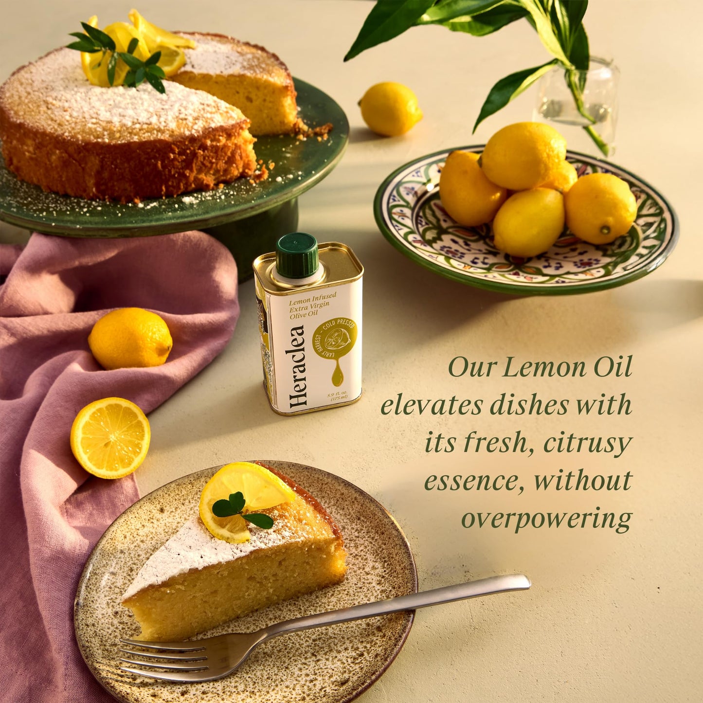 Heraclea - Lemon Infused - Extra Virgin Olive Oil - Extra Virgin - Cold Pressed - Polyphenol Rich EVOO - 5.9oz Bottle
