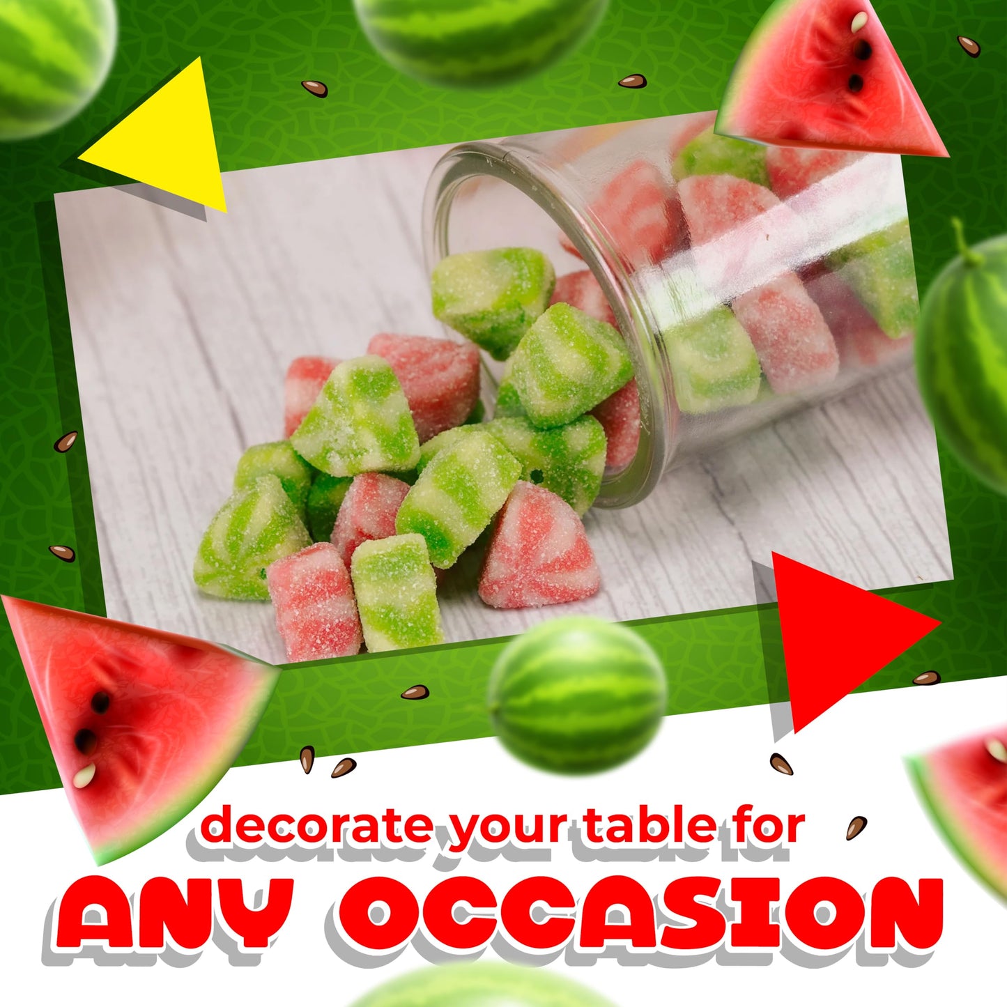 Sour Watermelon Candy | 1 Pound Bulk | Sugar Coated Gummy Candy Fruit Snacks | Juicy Watermelon Gummies | Slices with Sweet and Tangy Flavor