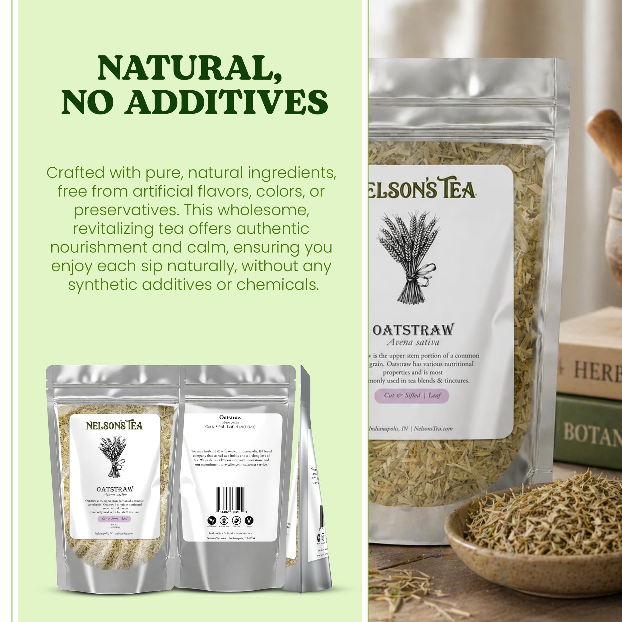 Nelson's Tea Oatstraw - Cut & Sifted Avena Sativa - Nourishing Herbal Infusion for Relaxation & Well-Being - Rich in Nutritional Properties, Perfect