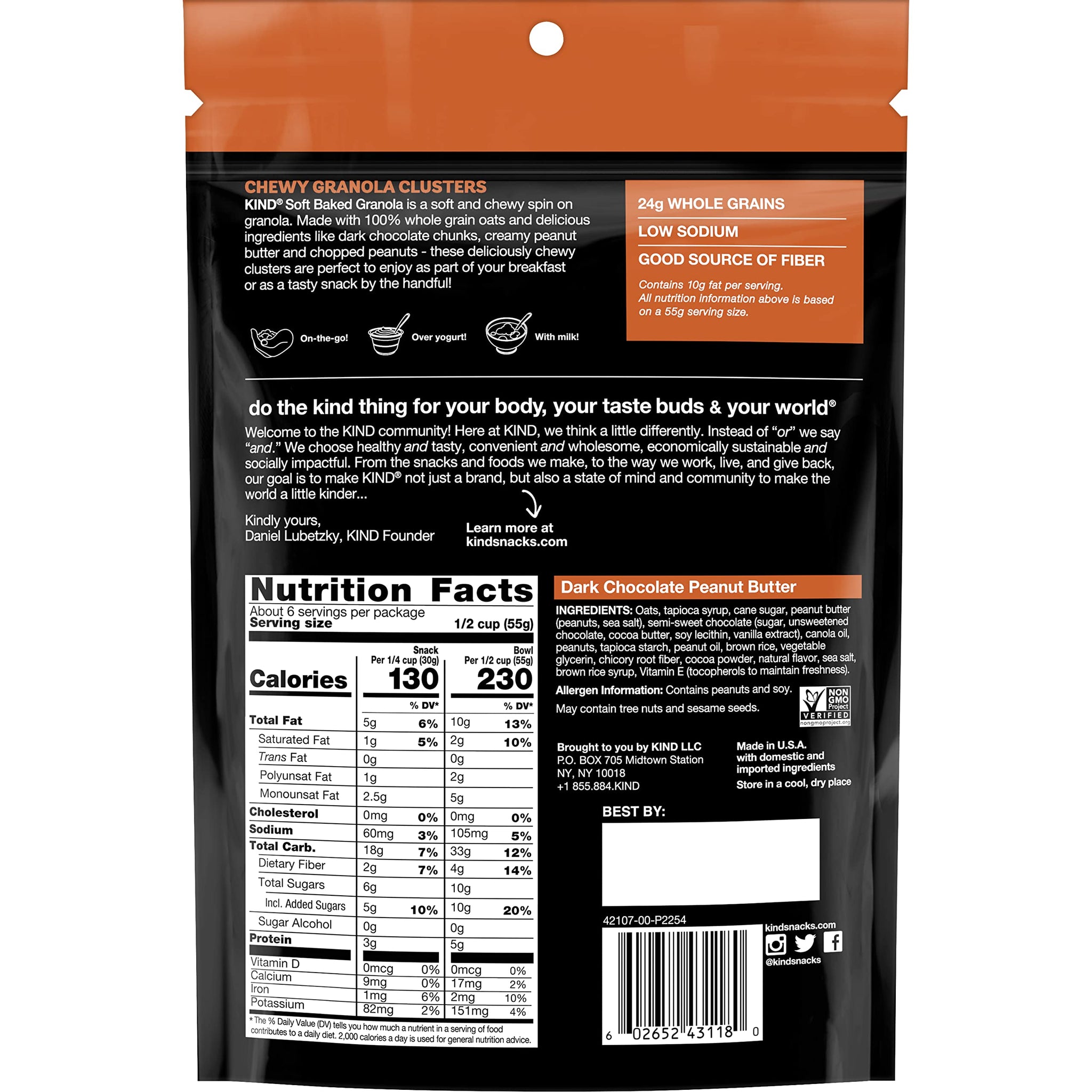Kind Soft Baked Granola, Dark Chocolate Peanut Butter, Gluten Free, Healthy Snack Mix, 5g Protein, 11oz, 5 Count