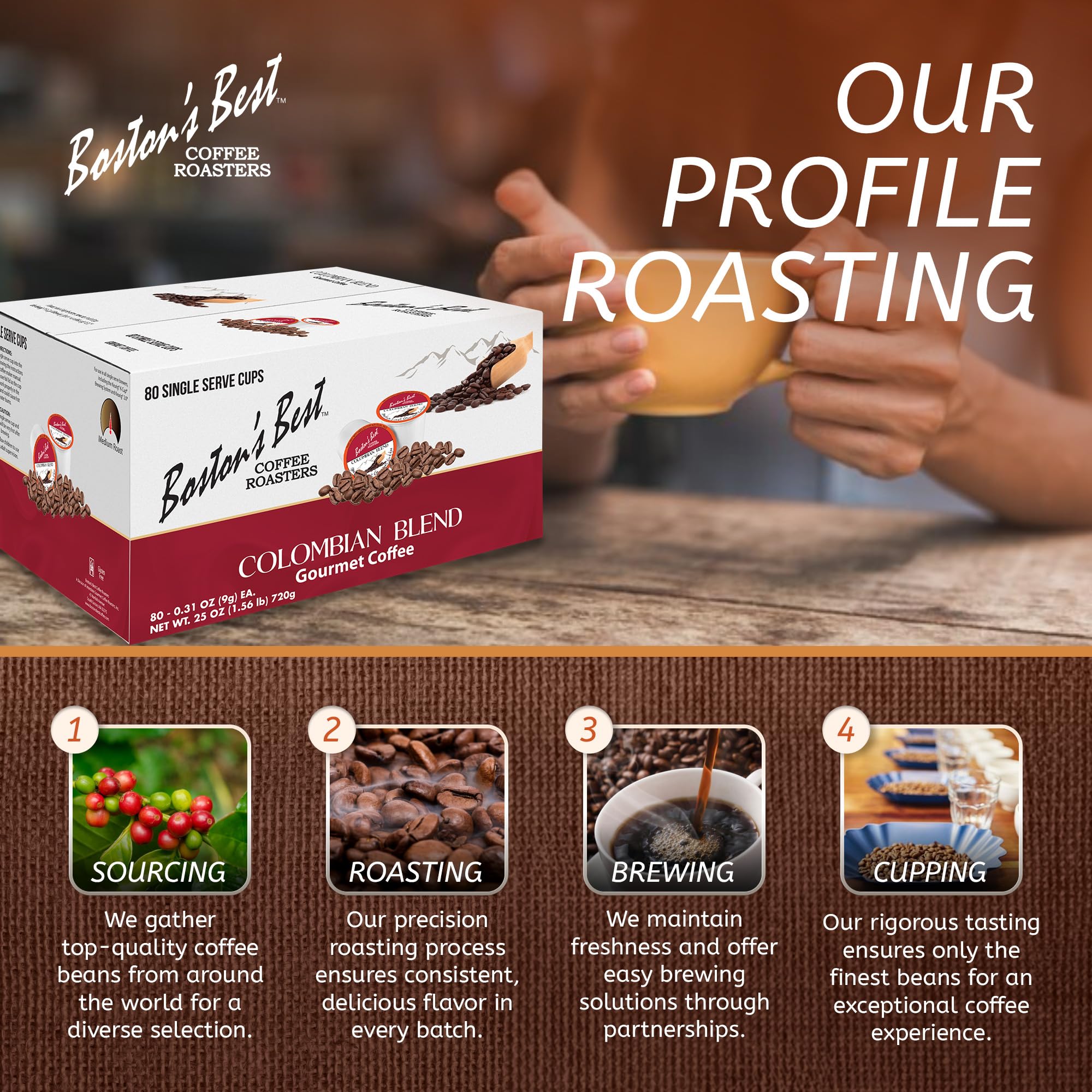 Boston’s Best - Colombian Blend Delectable Gourmet Coffee, Bold Medium Roast Compatible with Keurig Coffee Maker - 1 Count (80 Single Serve Cups)