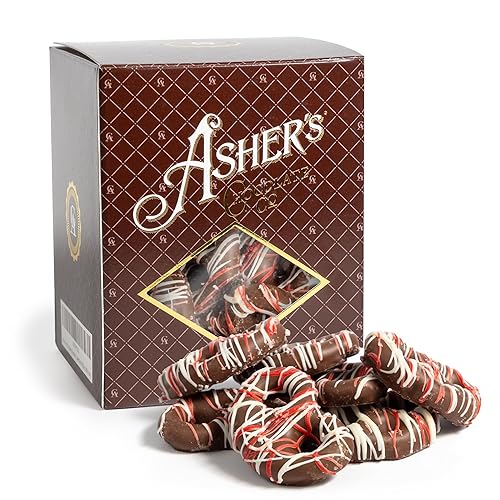 Asher's Chocolates, Red and White Chocolate Covered Pretzels, Gourmet Sweet and Salty Candy, Small Batches of Kosher Chocolate, Family Owned Since