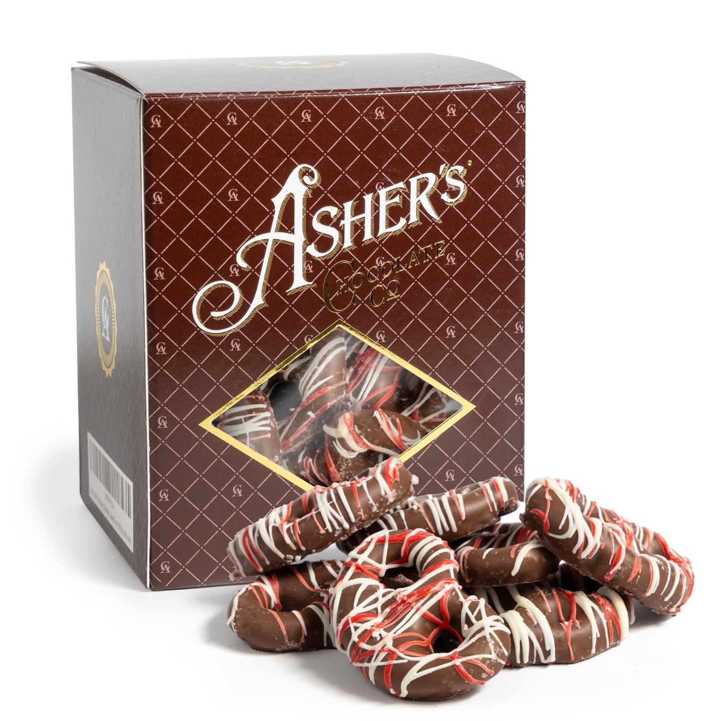 Asher's Chocolates, Red and White Chocolate Covered Pretzels, Gourmet Sweet and Salty Candy, Small Batches of Kosher Chocolate, Family Owned Since