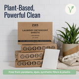ZWS Essentials Laundry Detergent Sheets | Unscented, Hypoallergenic Laundry Strips for Sensitive Skin | Eco-Friendly, Plastic-Free Detergent for HE