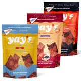 Yay's Beef Jerky Sampler Pack - Healthy High-Protein Snacks, Variety Pack of 3 Flavors (Mild, Spicy, Teriyaki), Low-Carb, Healthy Meat Snacks for Any
