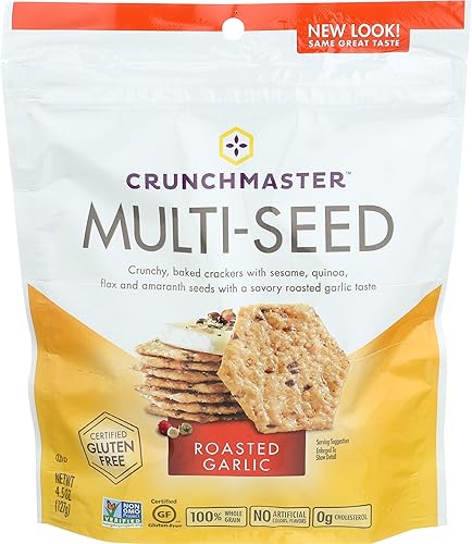 Crunchmaster Multi-Seed Crackers, Roasted Garlic, 4.5 oz.