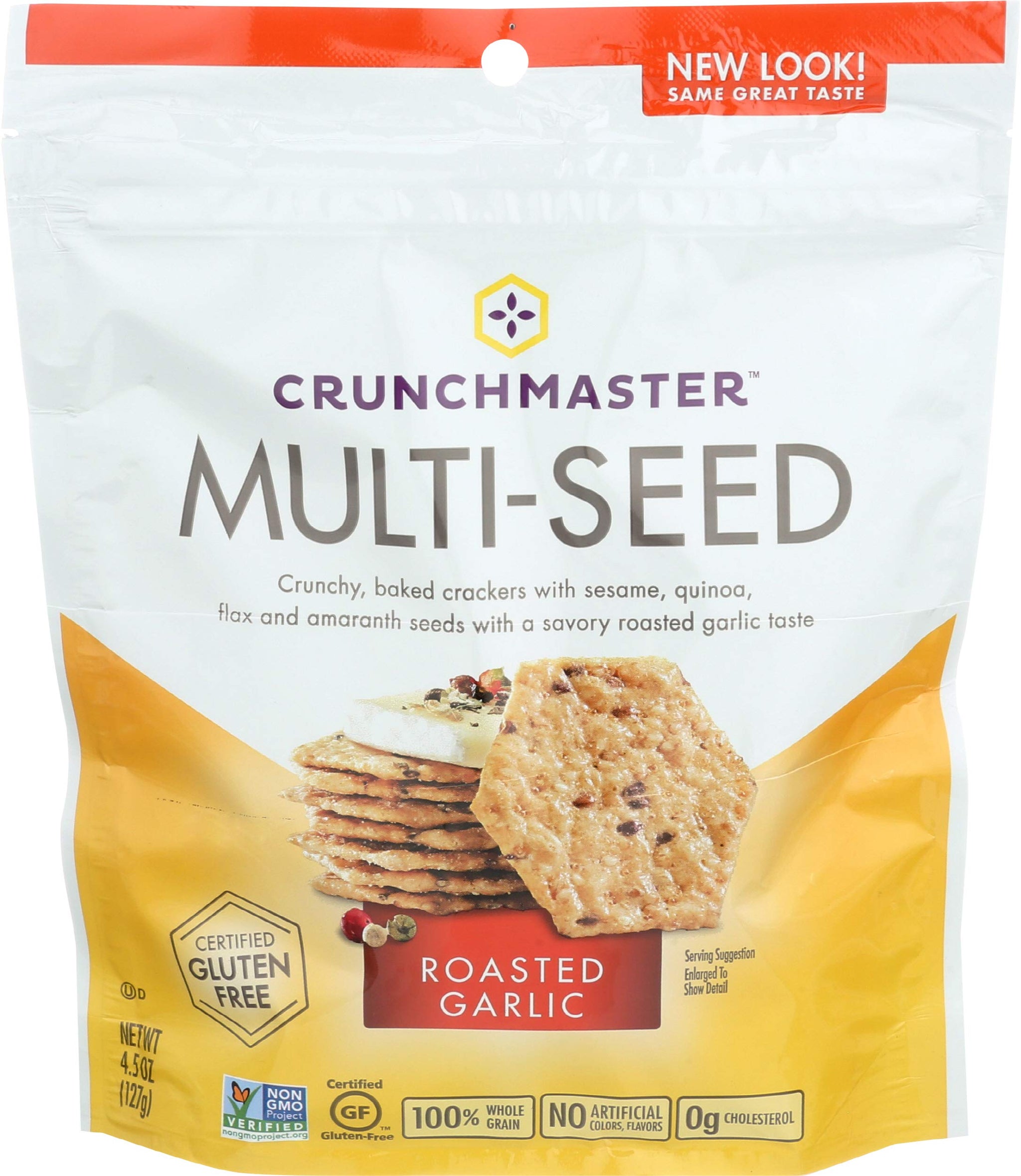 Crunchmaster Multi-Seed Crackers, Roasted Garlic, 4.5 oz.