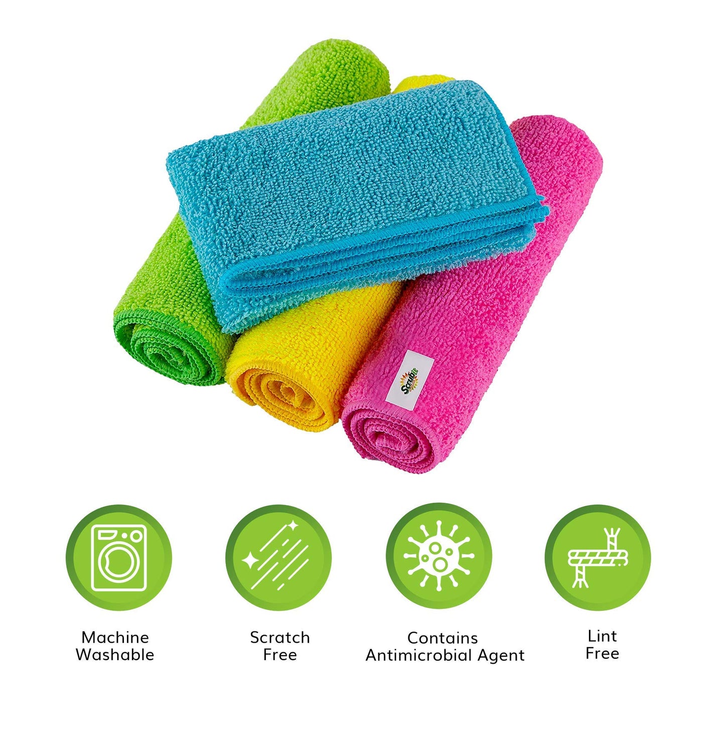 SCRUBIT 24 Pack Microfiber Cleaning Cloth Lint Free and Streak Free Towels for House, Cars, Kitchen and Screens - Super Absorbent and Soft Wash Cloths