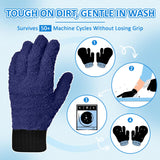 MIG4U Microfiber Gloves - Dusting Gloves for House Cleaning - Washable Blind Cleaner Duster Tool (Navy,S/M)