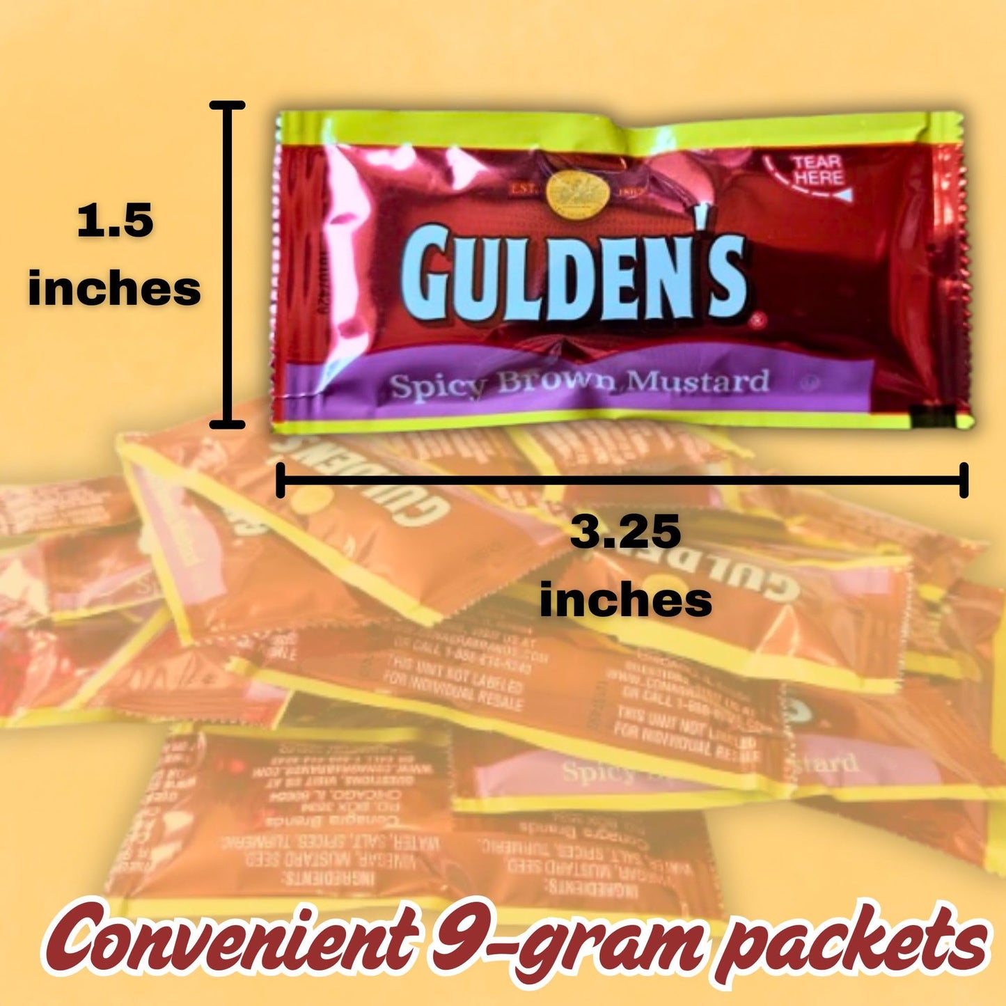 Gift Set: Spicy Brown Mustard Packets (9g) - 25 Count with Spreader in Food-Safe Slide-Seal Bag by CMC Products (approximately 25 packets)