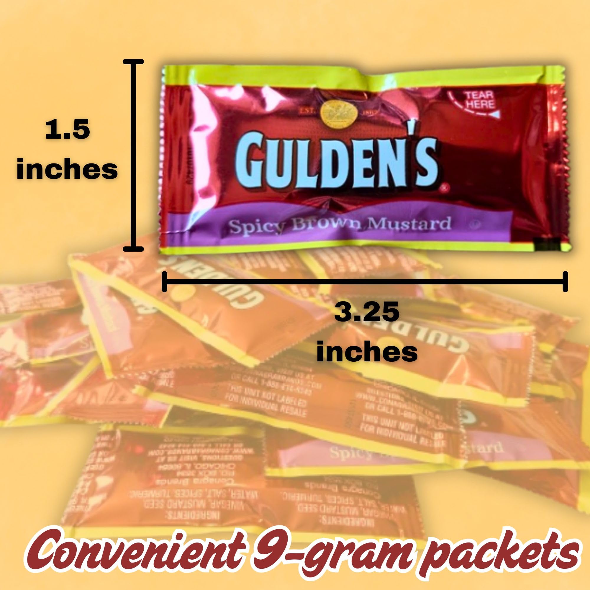 Gift Set: Spicy Brown Mustard Packets (9g) - 25 Count with Spreader in Food-Safe Slide-Seal Bag by CMC Products (approximately 25 packets)