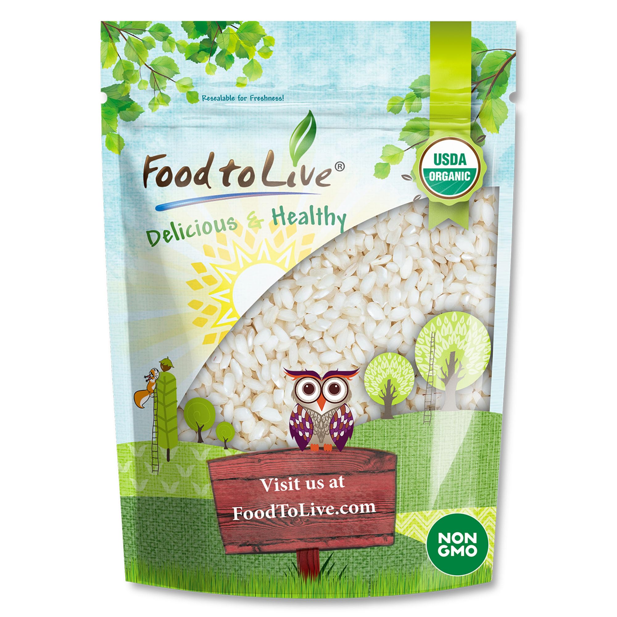 Food to Live Organic Carnaroli Rice, 1.5 Pounds - Premium Italian Risotto Rice, Ideal for Creamy Risottos and Gourmet Cooking, Non-GMO, Vegan, Kosher, Bulk
