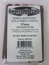 17 mm SLIM snack stick casings for homemade snack Slim Jim sausage. Just add beef, venison, pork etc. ENOUGH Casings for 23 lbs of meat. 5 strands per