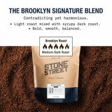 BROOKLYN SIGNATURE BLEND | Freshly Ground Coffee |1 LB Resealable Bag | Medium - Dark Roast Level - Bold & Balanced | Specialty Handcrafted 100%