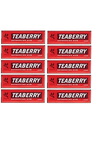 Teaberry Chewing Gum - Classic Retro Nostalgic Yummy Flavor originated by Clark's Finally Back! - Gerrit's Tea Berry Flavor (10 Packs)