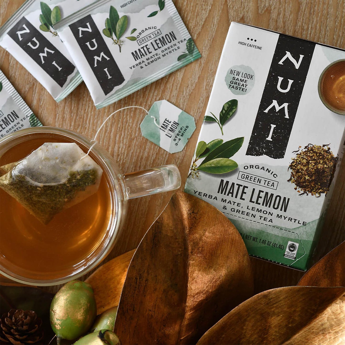 Numi Organic Tea Mate Lemon, 18 Count Box of Tea Bags (Pack of 2) Yerba Mate Green Tea Blend (Packaging May Vary)