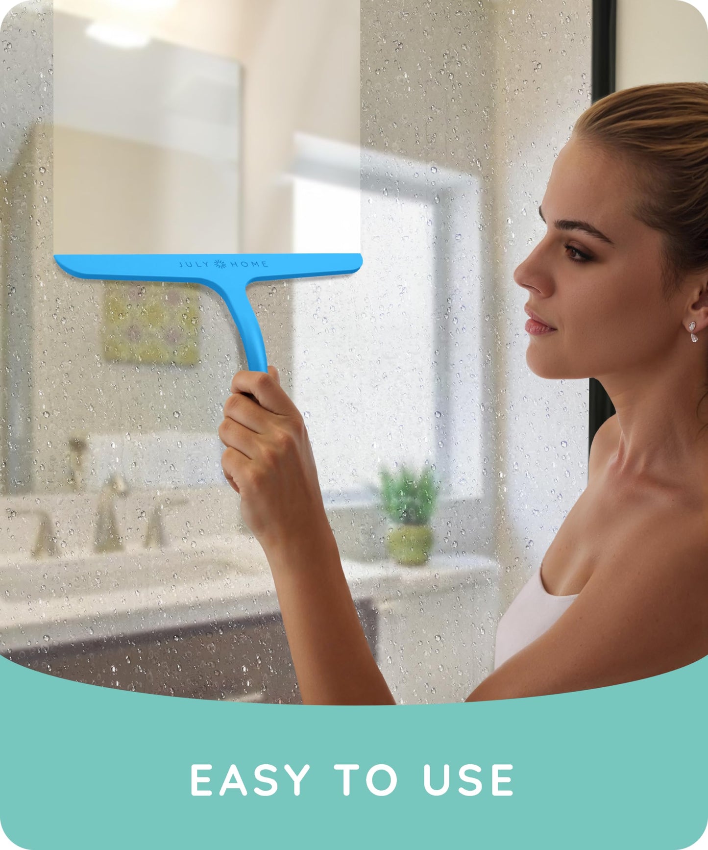 JULY HOME Premium All-Purpose Silicone Squeegee 11 inch, Stainless Steel Core, Shower Accessories - Bathroom Cleaner for Mirror, Car, Window, Tile