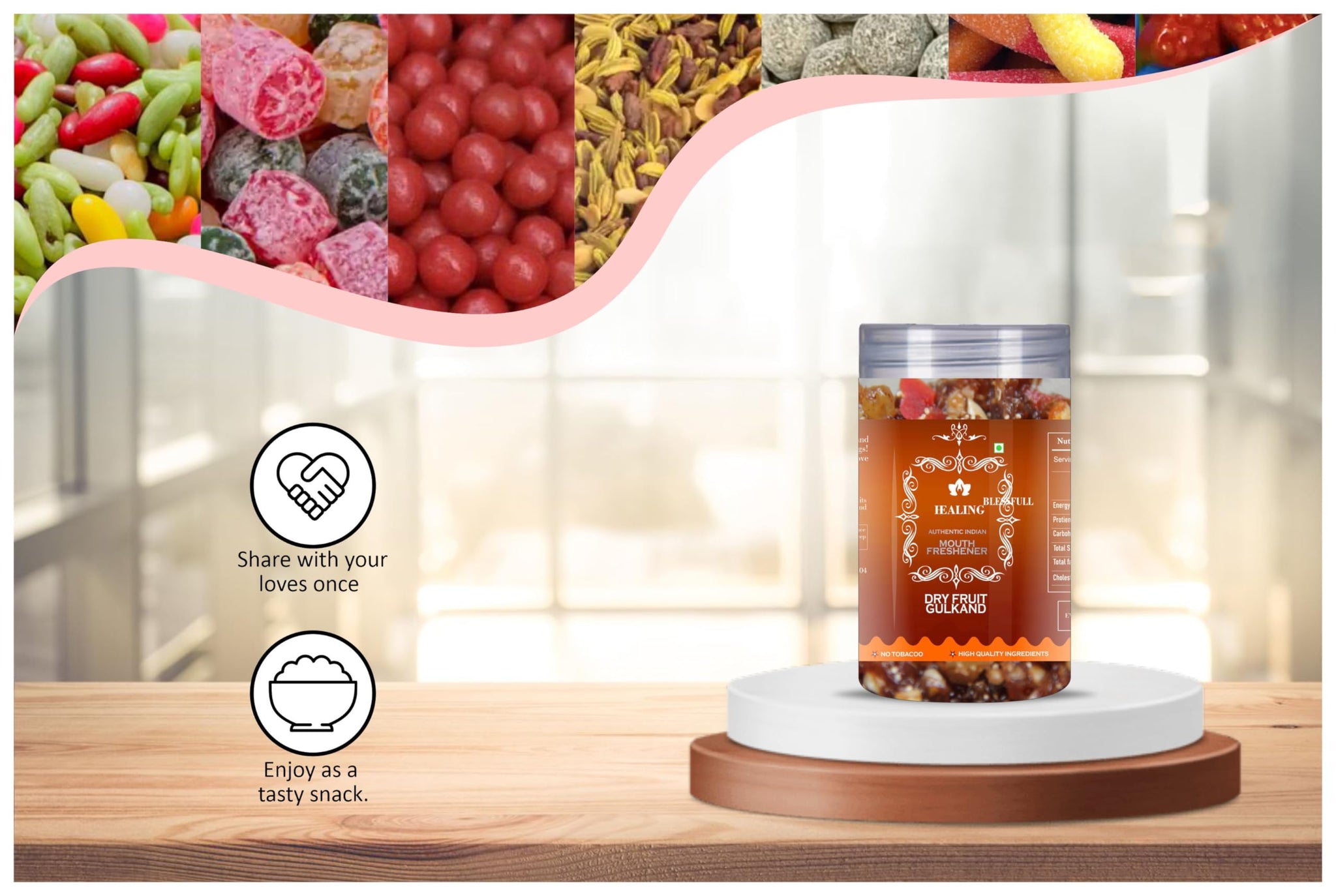 Blessfull Healing Dry Fruit Gulkand 5 Oz(Ounce) Airtight Container With Spoon