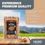 Raw Pecan Pieces 16oz (1lb) - Medium Chopped Pecans, American Grown, Batch Tested Peanut & Gluten Free, Non-GMO, No PPO, Unsalted Nuts for Baking
