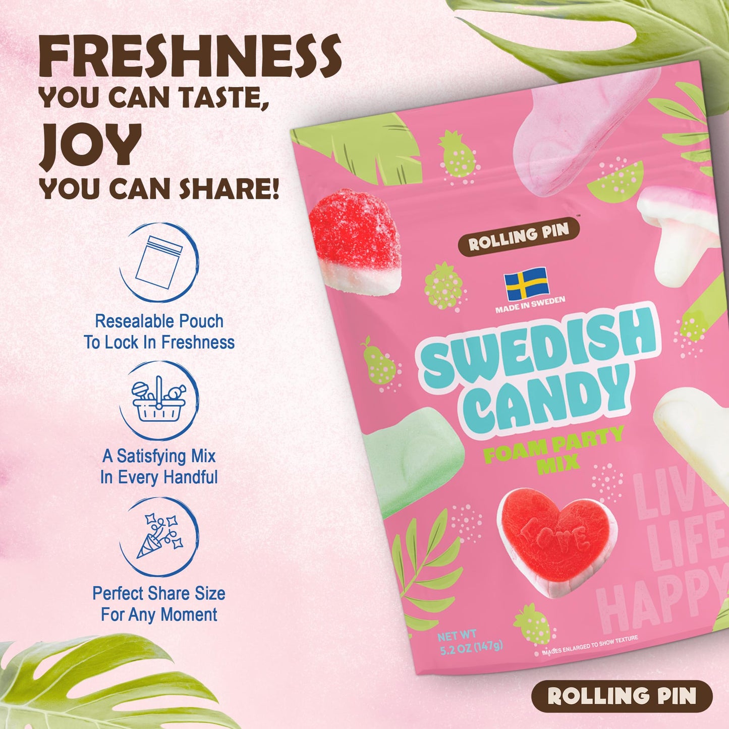 Assorted Swedish Candy Variety Pack - 1.6LB - Sweet & Sour Summer Mix, Super Sour Power, Nordic Love, Chewy Fizzy & Foam Party Gummies - Fruity, Tangy
