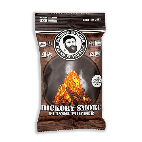 Bearded Butchers Hickory Smoke Flavor Powder, 3 oz - Natural Smoke Flavor, Portioned for Up to 25 lbs of Meat, Perfect for DIY BBQ, Grilling, Smoking