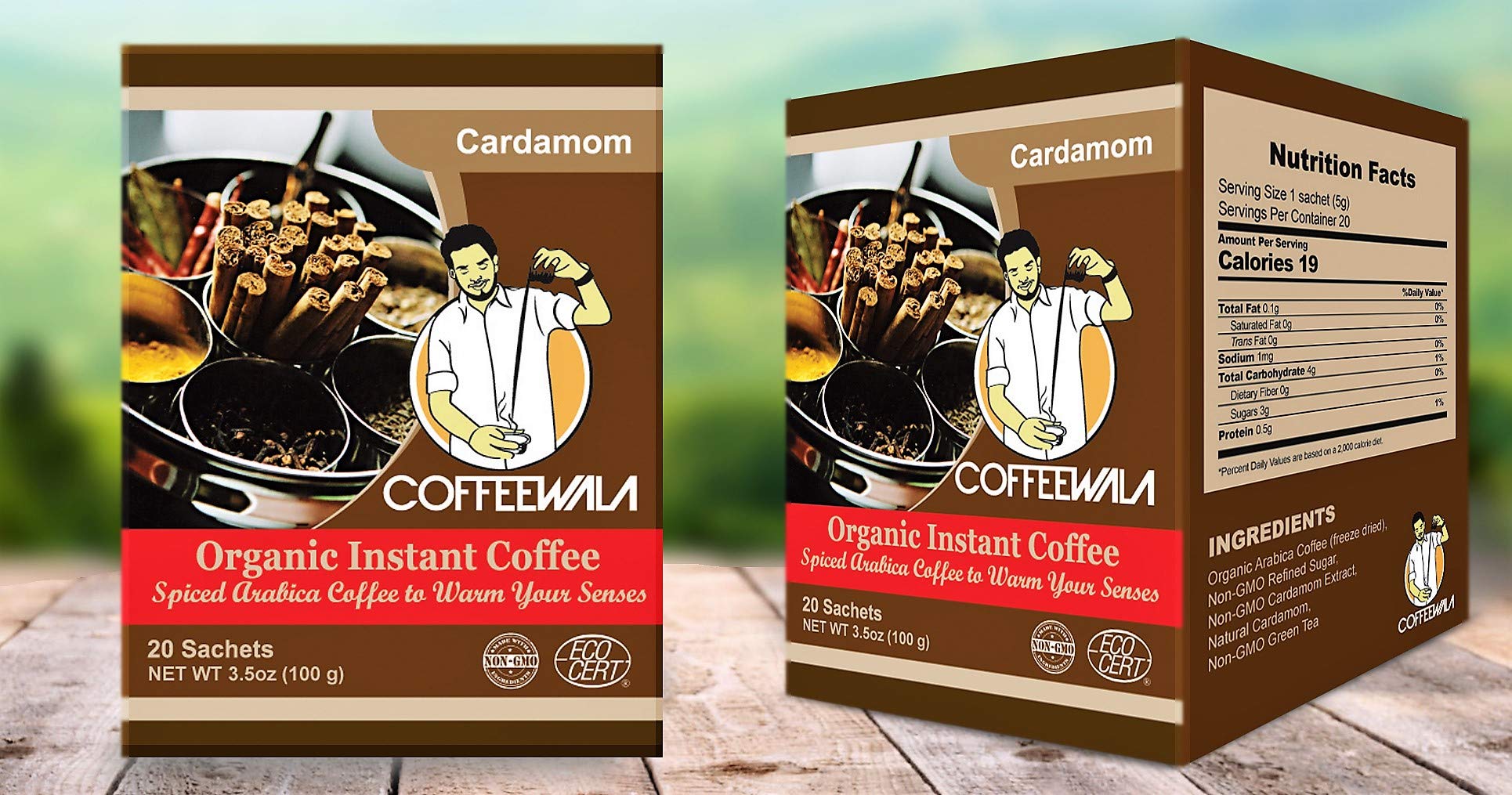 Organic Arabica Instant Coffee in Cardamom
