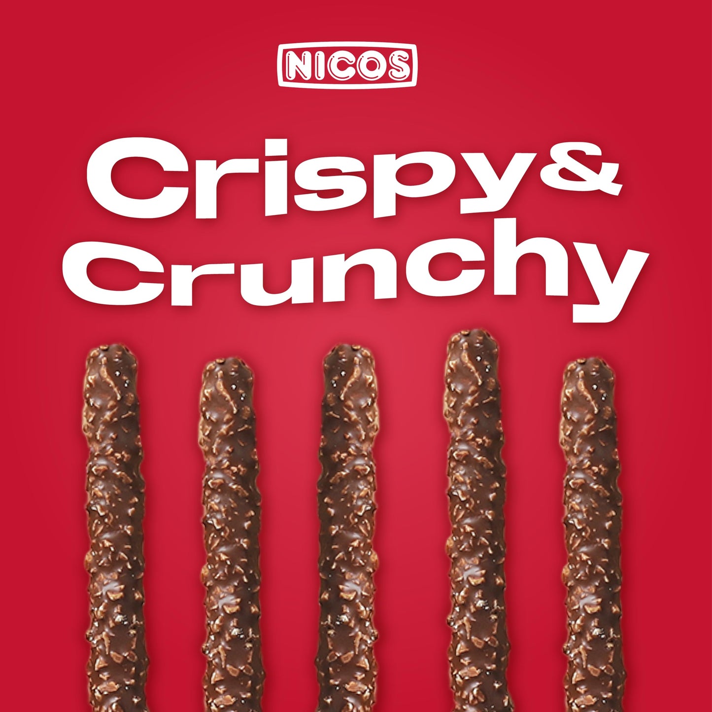 Nicos big choco sticks crunchy 20ct -Holiday snack for kids & adults/enjoy in any special ocassion: party, xmas gift, lunch, school and more