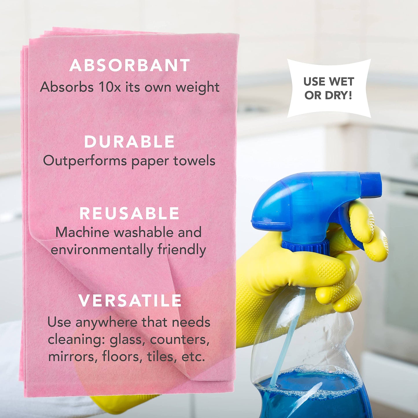 Kitchen and Bath Amazing Wipes - Absorbent and Reusable Cloth for Washing,Drying,Wiping in the Bathroom or Cuisine Surfaces | Cleaning Sink